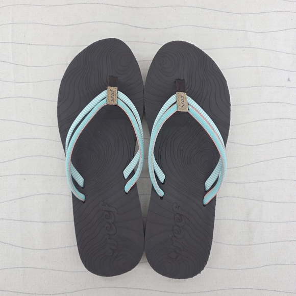 Reef Womens Zen Love Teal Brown Flip Flop Thong Sandals Shoes Size 8 - Picture 6 of 8